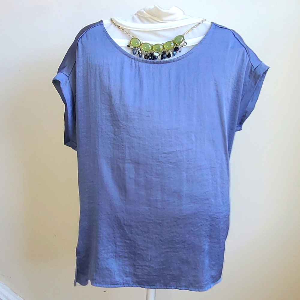 Steel Blue Silk Blouse